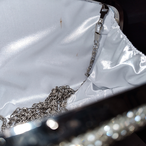 "Spider Web" Rhinestone & Silver Clutch/Crossbody - Picture 10 of 10